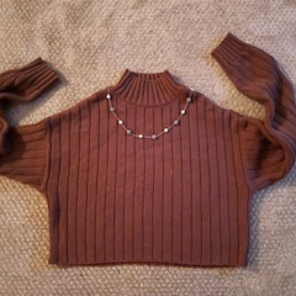 Chocolate Brown Short Cable Knit Sweater